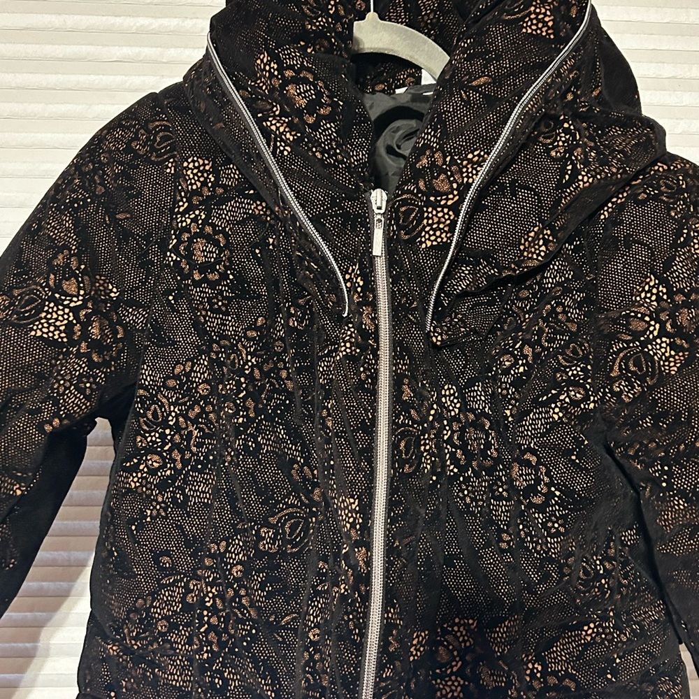 NWT Northside Black and Brown Lace 3/4 Puffer jacket medium - Picture 2 of 11